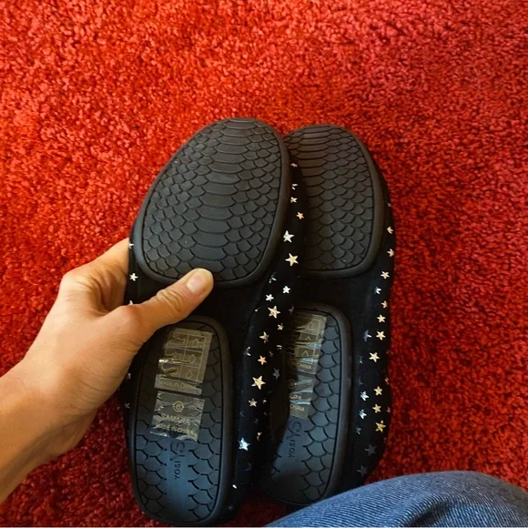 YS Yosi Samra Black Star Metallic Print Foldable Ballet Flats - Picture 8 of 9